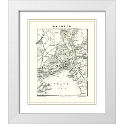 Gmunden Austria - Baedeker 1896 White Modern Wood Framed Art Print with Double Matting by Baedeker