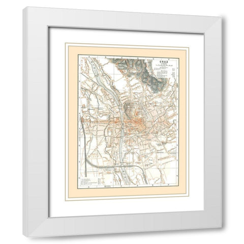 Graz Austria - Baedeker 1896 White Modern Wood Framed Art Print with Double Matting by Baedeker