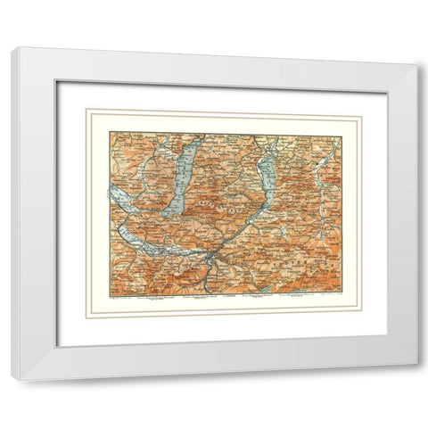 Hollen Geb Region Austria - Baedeker 1896 White Modern Wood Framed Art Print with Double Matting by Baedeker