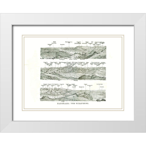 Schafberg Panorama Austria - Baedeker 1896 White Modern Wood Framed Art Print with Double Matting by Baedeker