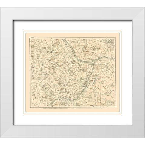 Leopoldstadt Vienna Austria - Baedeker 1896 White Modern Wood Framed Art Print with Double Matting by Baedeker