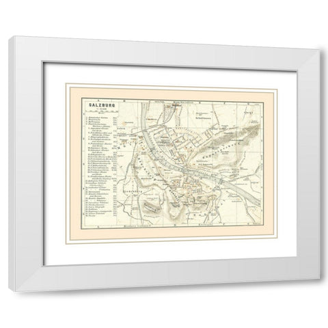 Salzburg Austria - Baedeker 1896 White Modern Wood Framed Art Print with Double Matting by Baedeker