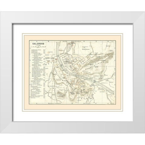 Salzburg Austria - Baedeker 1896 White Modern Wood Framed Art Print with Double Matting by Baedeker