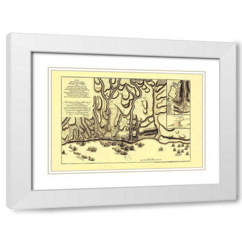 Attack Basseterre on Island Guadeloupe France White Modern Wood Framed Art Print with Double Matting by Jefferys