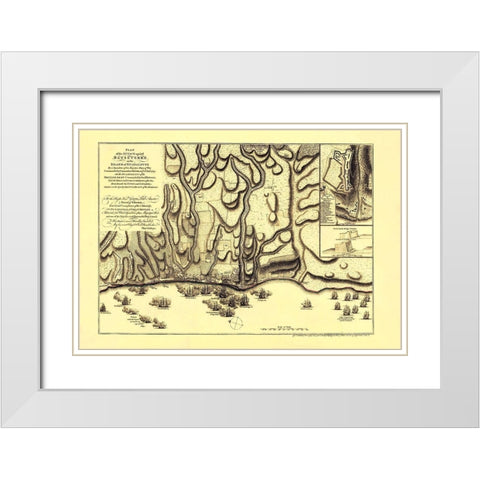Attack Basseterre on Island Guadeloupe France White Modern Wood Framed Art Print with Double Matting by Jefferys