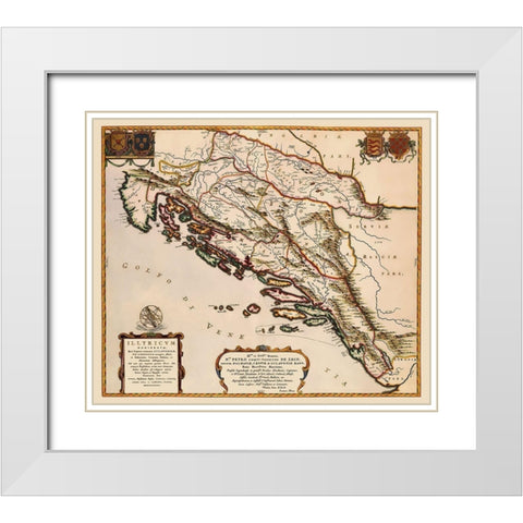 Balkan Peninsula Eastern Europe - Blaeu 1663 White Modern Wood Framed Art Print with Double Matting by Blaeu