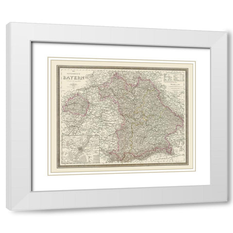 Bavaria Region Germany - Weiland 1856 White Modern Wood Framed Art Print with Double Matting by Weiland