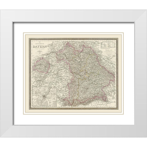 Bavaria Region Germany - Weiland 1856 White Modern Wood Framed Art Print with Double Matting by Weiland