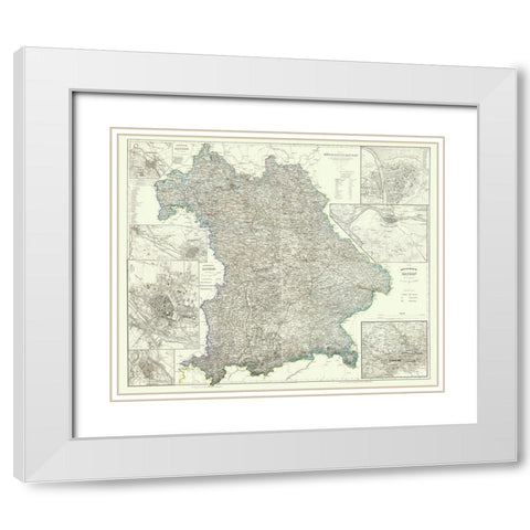 Bavaria Regensburg Regions Germany - Radefeld 1860 White Modern Wood Framed Art Print with Double Matting by Radefeld
