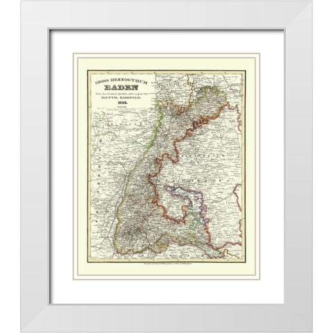 Baden Wurttemberg Germany - Radefeld 1860 White Modern Wood Framed Art Print with Double Matting by Radefeld