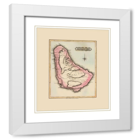Barbados - Lucas 1823 White Modern Wood Framed Art Print with Double Matting by Lucas