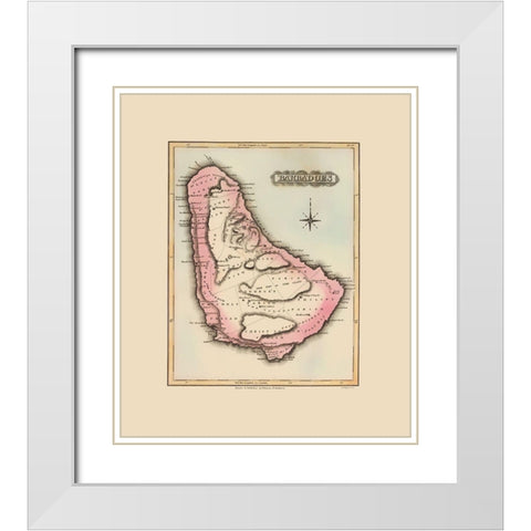 Barbados - Lucas 1823 White Modern Wood Framed Art Print with Double Matting by Lucas