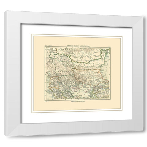 Macedonia Thracia Dardania Paeonia - Perthes 1896 White Modern Wood Framed Art Print with Double Matting by Perthes