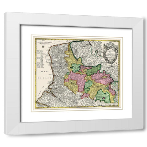 Artesia Belgium Benelux - Blaeu 1740 White Modern Wood Framed Art Print with Double Matting by Blaeu