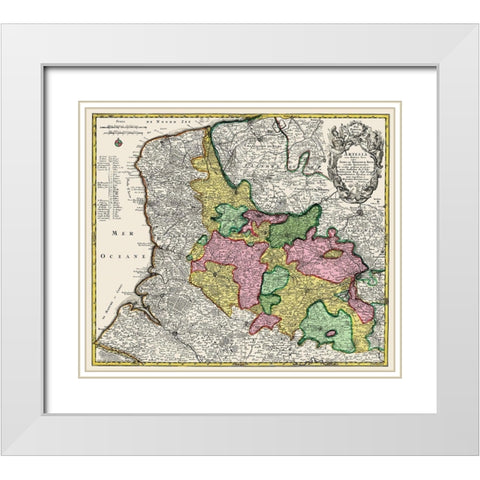 Artesia Belgium Benelux - Blaeu 1740 White Modern Wood Framed Art Print with Double Matting by Blaeu