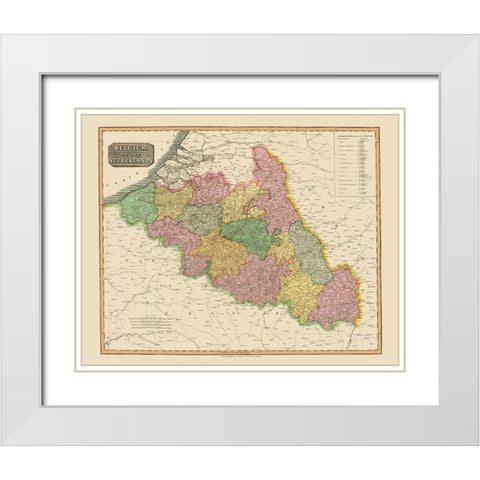 Benelux Belgium Netherlands - Thomson 1815 White Modern Wood Framed Art Print with Double Matting by Thomson