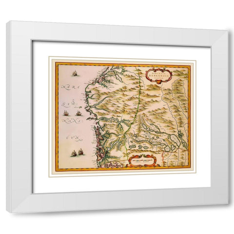 Bergen Norway Scandinavia - Blaeu 1662 White Modern Wood Framed Art Print with Double Matting by Blaeu