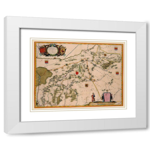 Bentheim Steinfurt Districts Germany - Blaeu 1635 White Modern Wood Framed Art Print with Double Matting by Blaeu