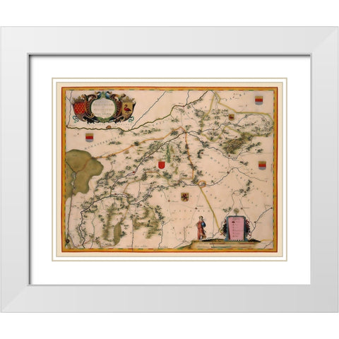 Bentheim Steinfurt Districts Germany - Blaeu 1635 White Modern Wood Framed Art Print with Double Matting by Blaeu