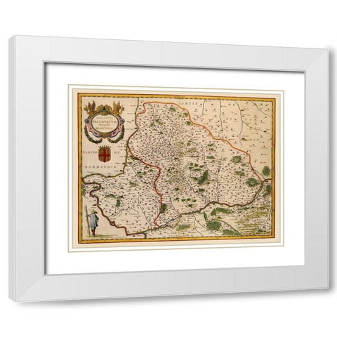 Beauvais Region France - Blaeu 1638 White Modern Wood Framed Art Print with Double Matting by Blaeu