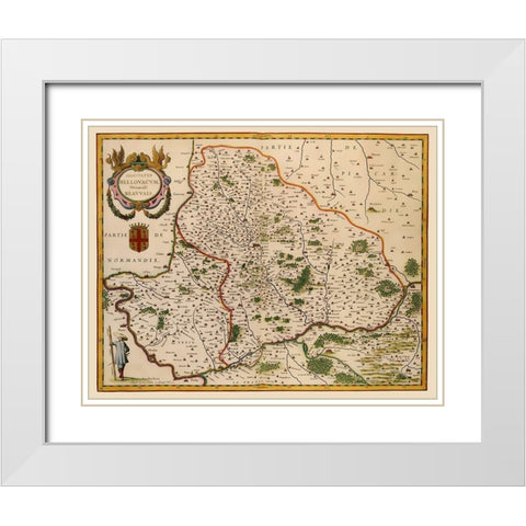 Beauvais Region France - Blaeu 1638 White Modern Wood Framed Art Print with Double Matting by Blaeu