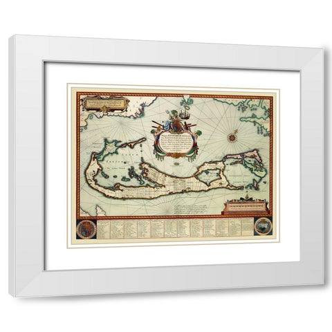 Landowner Bermuda - Blaeu 1630 White Modern Wood Framed Art Print with Double Matting by Blaeu