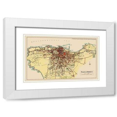 Middle East Beirut Lebanon - Palmer 1851 White Modern Wood Framed Art Print with Double Matting by Palmer