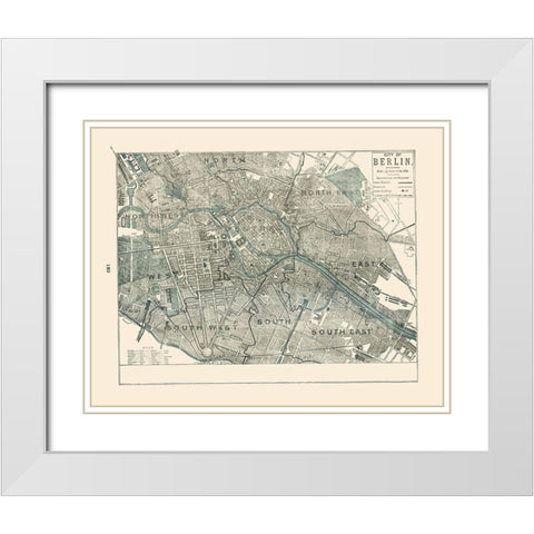 Berlin Germany - Rathbun 1893 White Modern Wood Framed Art Print with Double Matting by Rathbun