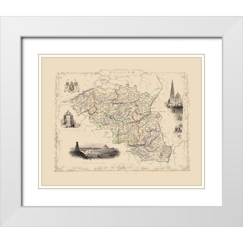Benelux Belgium - Tallis 1851 White Modern Wood Framed Art Print with Double Matting by Tallis
