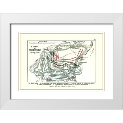 Battle of Neerwinden 1693 Belgium - Gardiner 1902 White Modern Wood Framed Art Print with Double Matting by Gardiner
