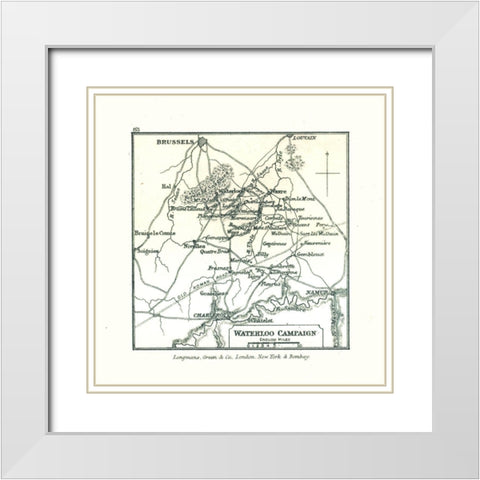 Europe Waterloo Campaign Belgium - Gardiner 1902 White Modern Wood Framed Art Print with Double Matting by Gardiner