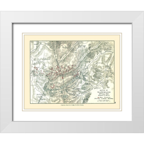 Waterloo 1815 Belgium - Gardiner 1902 White Modern Wood Framed Art Print with Double Matting by Gardiner