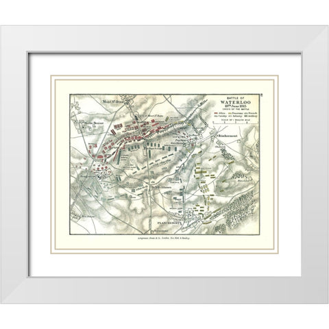 Battle of Waterloo 1815 Belgium - Gardiner 1902 White Modern Wood Framed Art Print with Double Matting by Gardiner