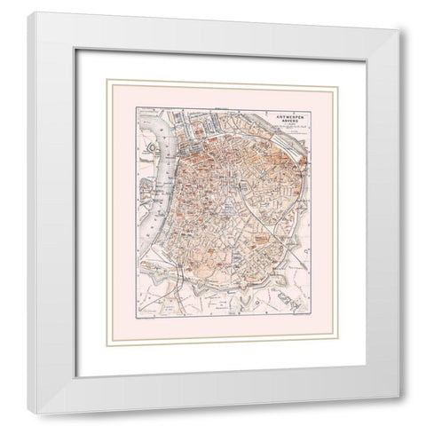 Antwerp Belgium Europe - Baedeker 1910 White Modern Wood Framed Art Print with Double Matting by Baedeker