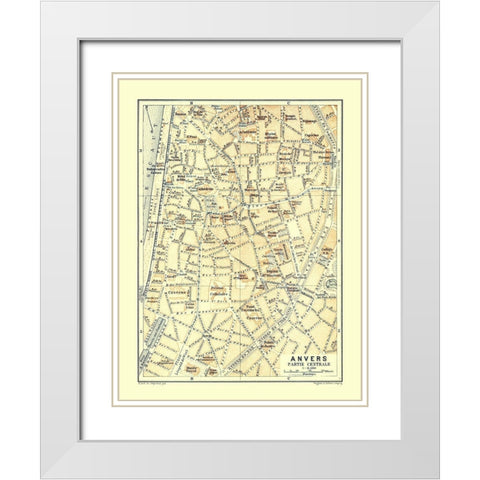 Anvers Central Part Belgium Europe - Baedeker 1910 White Modern Wood Framed Art Print with Double Matting by Baedeker