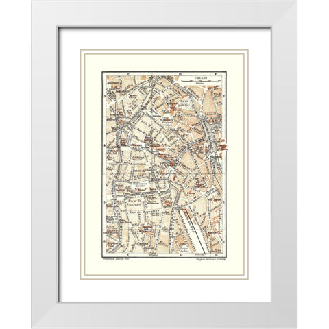 Brussels Belgium Europe - Baedeker 1910 White Modern Wood Framed Art Print with Double Matting by Baedeker