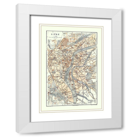 Liege Belgium Europe - Baedeker 1910 White Modern Wood Framed Art Print with Double Matting by Baedeker