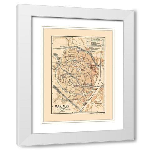 Mechelen Belgium Europe - Baedeker 1910 White Modern Wood Framed Art Print with Double Matting by Baedeker