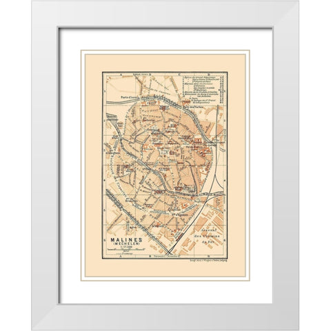 Mechelen Belgium Europe - Baedeker 1910 White Modern Wood Framed Art Print with Double Matting by Baedeker