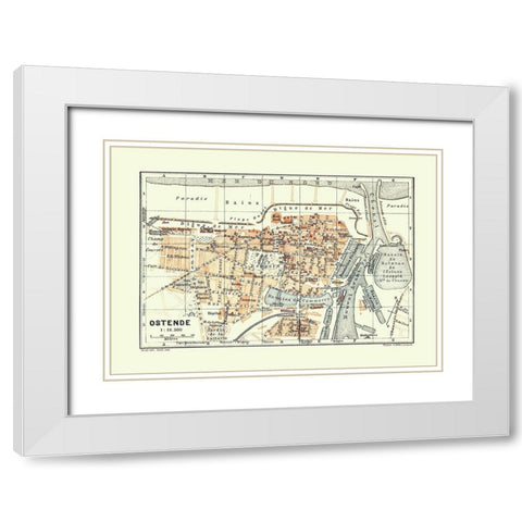 Ostend Belgium Europe - Baedeker 1910 White Modern Wood Framed Art Print with Double Matting by Baedeker