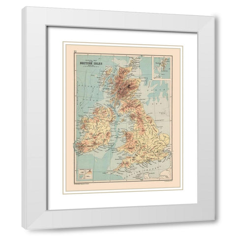 Shetland Islands British Isles - Bartholomew 1892 White Modern Wood Framed Art Print with Double Matting by Bartholomew