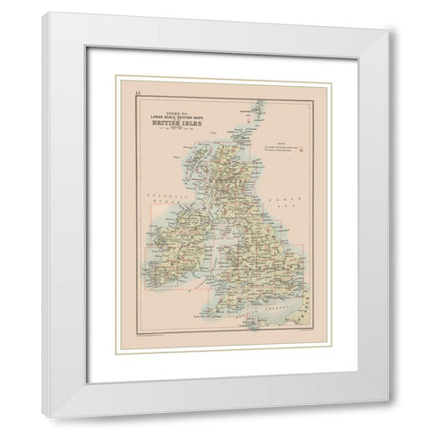 British Isles - Bartholomew 1892 White Modern Wood Framed Art Print with Double Matting by Bartholomew