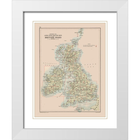 British Isles - Bartholomew 1892 White Modern Wood Framed Art Print with Double Matting by Bartholomew