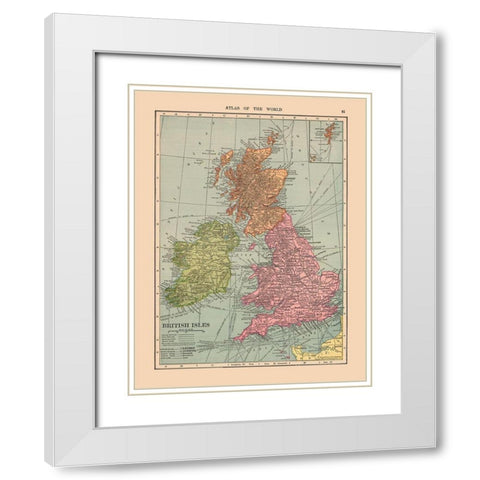 British Isles - Hammond 1910 White Modern Wood Framed Art Print with Double Matting by Hammond