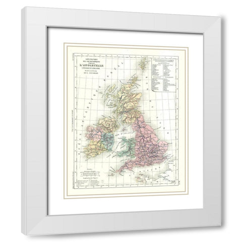 Political of British Isles - Cortambert 1880 White Modern Wood Framed Art Print with Double Matting by Cortambert