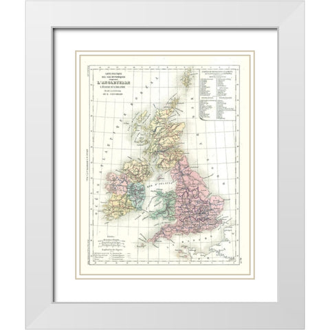 Political of British Isles - Cortambert 1880 White Modern Wood Framed Art Print with Double Matting by Cortambert