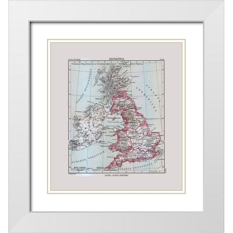 British Isles - Perthes 1896 White Modern Wood Framed Art Print with Double Matting by Perthes