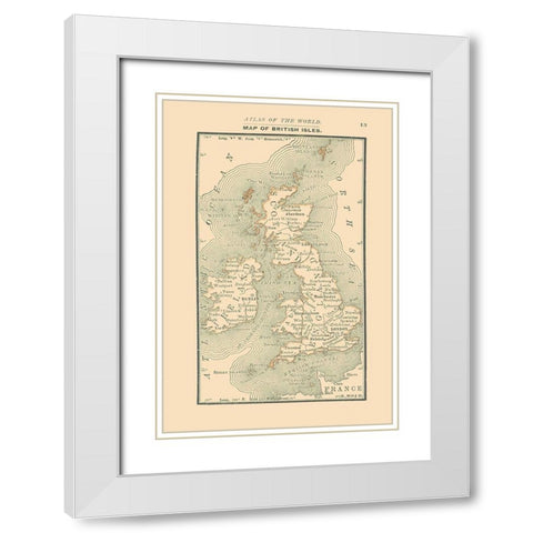British Isles - Alden 1886 White Modern Wood Framed Art Print with Double Matting by Alden