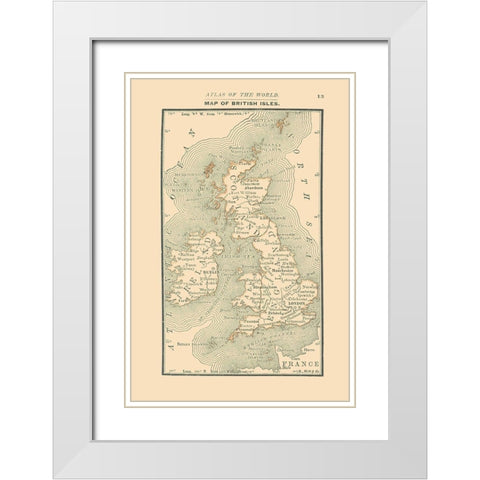 British Isles - Alden 1886 White Modern Wood Framed Art Print with Double Matting by Alden