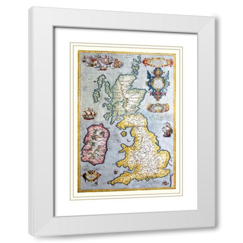 Ancient British Isles - Ortelius 1590 White Modern Wood Framed Art Print with Double Matting by Ortelius